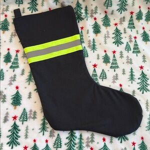 Handmade Firefighter Christmas Stocking – Black with Reflective Stripe 🎄🚒